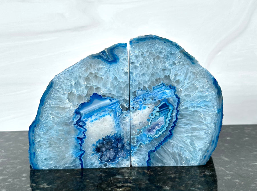 Blue Agate Bookend Pair