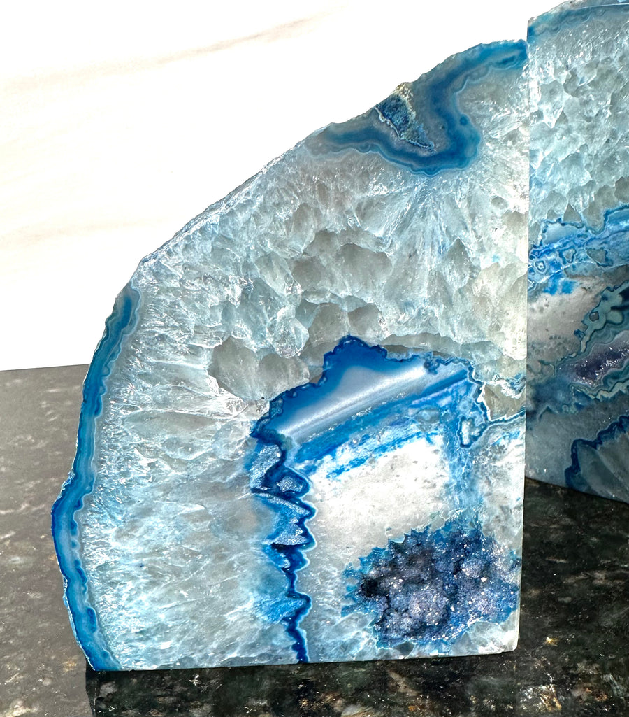 Blue Agate Bookend Pair